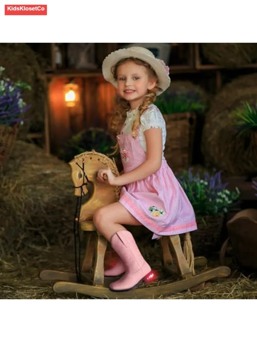Light Up Western Cowboy Boots with Side Zipper for Kids